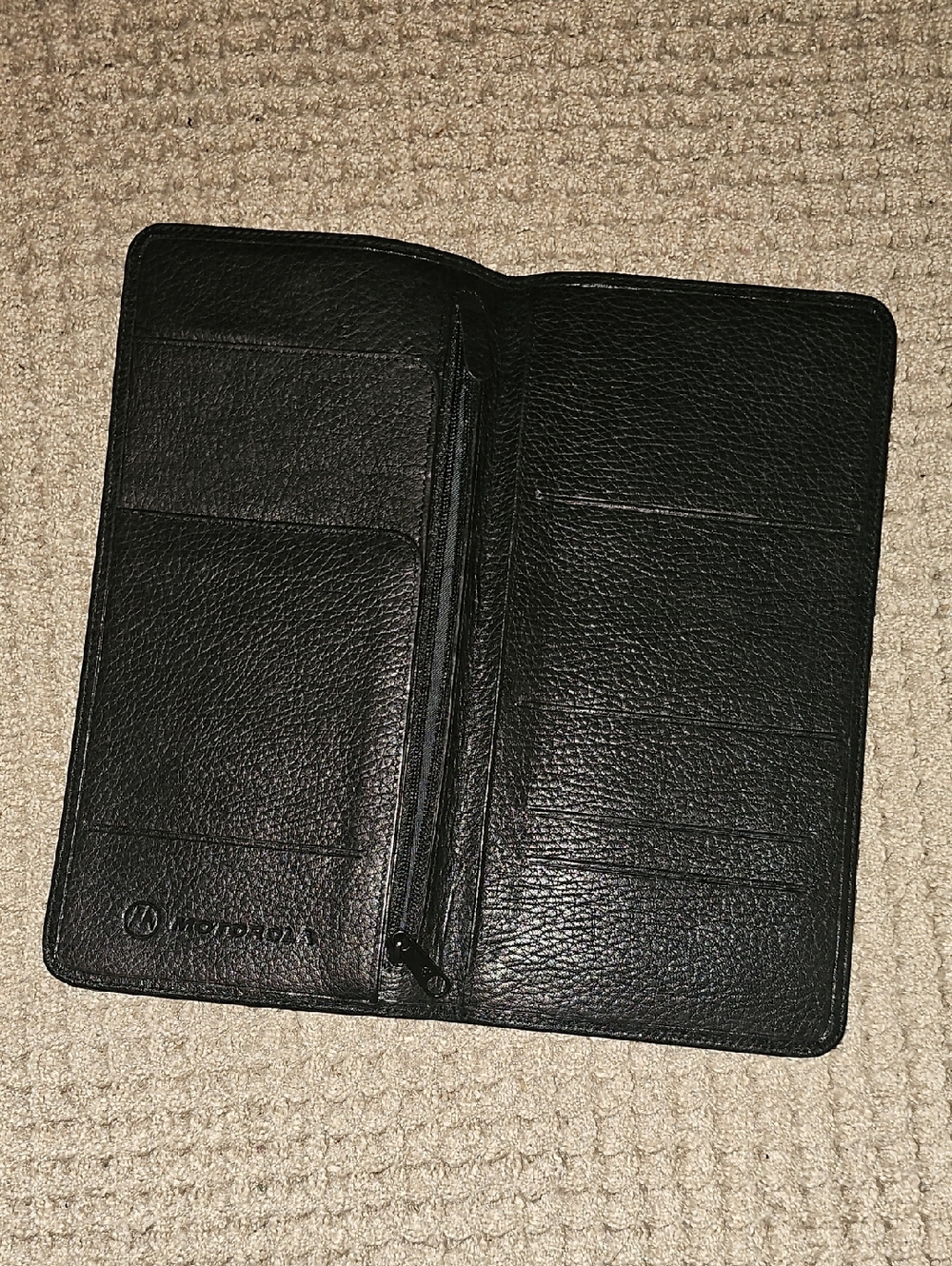Motorola Black Leather Organizer Wallet/Business Checks